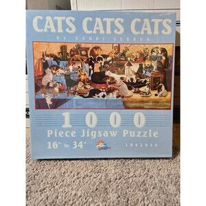 CATS CATS CATS 1000 Piece Jigsaw Puzzle SunsOut Sandi Lebron 16" x 34" New 1999